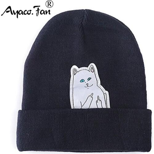 Cat Knit Cap 2019 New Beanies Winter Hats for Women Men Knitted Caps Cut Cartoon Casual Fashion Autumn Warm Skullies Beanie Hats