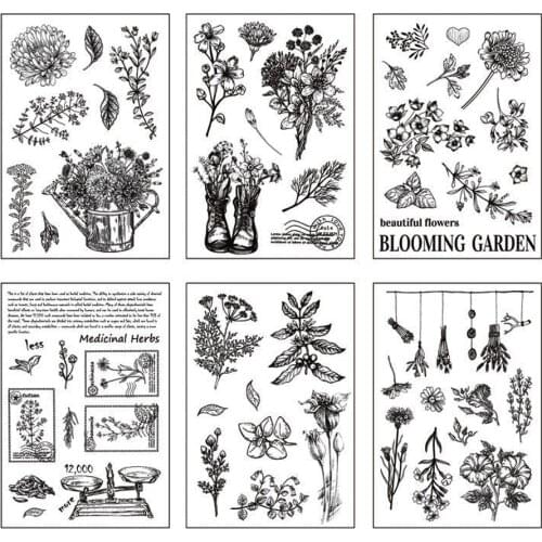 WYSE Flower Leaves Clear Stamps Transparent Silicone Stamp Seal for DIY Scrapbooking Paper Card Craft Decorative Supplies