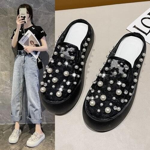 2021 New Round Toe Fashion Casual Flat Shoes Ladies New Hemp Rope Fisherman Crystal Love Summer Non-slip Rubber Shoes 35-40
