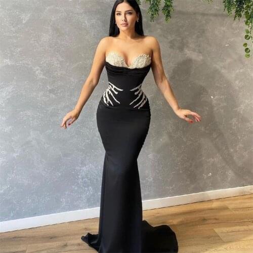 Black and White Mermaid Prom Dresses Sweetheart Lace Beading Evening Gowns Women Formal Party Dress Satin vestido de novia