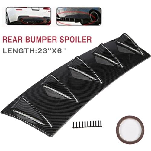 1pc 58cm ABS Plastic Car Auto Lower Rear Body Bumper Lip Diffuser 5 Shark Fins Spoiler DIY Moulding Accessories