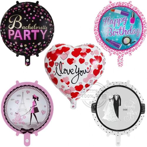 10pcs 18inch heart round shape Paris Girl Foil Balloons bachelor party helium wedding Globos Boda birthday Party Decorations