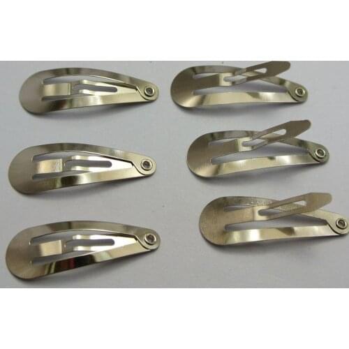 100 Silver-plate Snap Hair Clips 31mm Baby Bows Girls Hair Bows