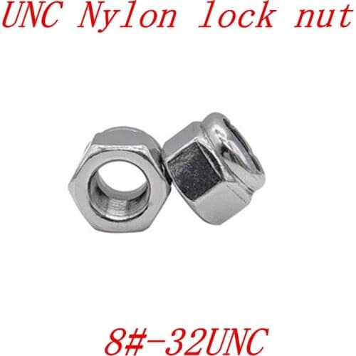 100pcs 8#-32 UNC stainless steel Nylon lock nut Insert Locking nuts