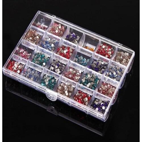 24 Grids Plastic Empty Nail Rhinestone Storage Box Organizer Case Transparent Tips Jewelry Beads Container Nail Art Equiment