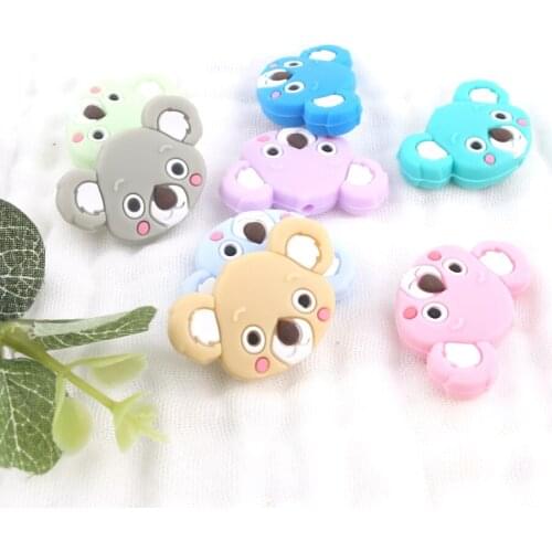 3pc Koala Silicone Beads Rodent Pacifier pendant Teething Necklace Silicone Beads Nursing Bracelets DIY Pacifier For Kids Goods