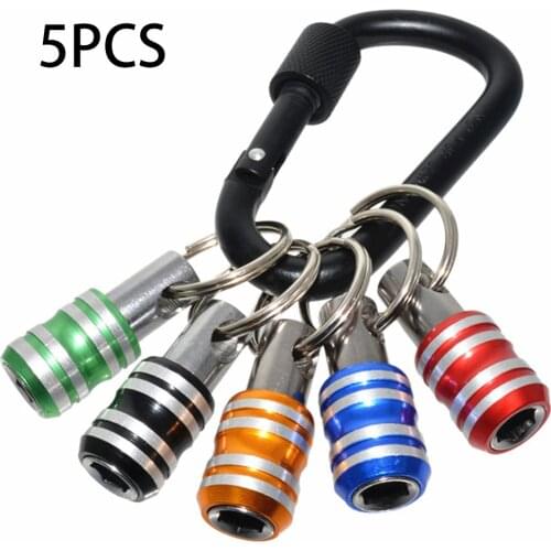 5X 1/4" Hex Shank Quick Release Keychain Screwdriver Bit Holder Bit Bits Set Transfer Of Drill Bits