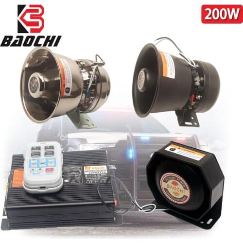 Vehicle 24v Alarm Horn 200W Speaker Tone Police Siren Megaphone 12V for Car train Horn Loudspeaker Emergency Truck MIC System