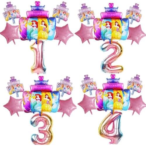 Belle Cinderella Snow White Elsa Princess Foil Balloons Baby Birthday Party Decorations Kids Helium Balls Toys