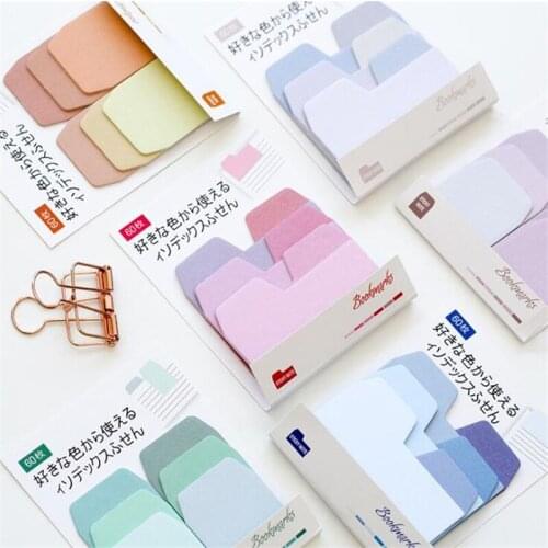 60 Pcs/ Pack Colorful Simple Gradient Color Self-Adhesive N Times Indexes Memo Pad Sticky Notes Bookmark School Office Supply
