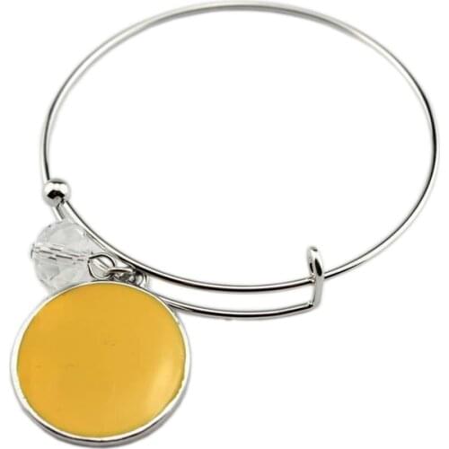 Adjustable Disc Monogram Blank Enamel Cuff Bracelets Bangles for Women Personality DIY Enamel Jewelry pulseira Wholesale