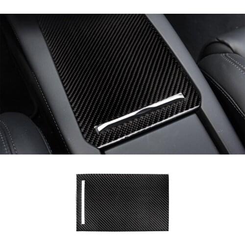 Center Console Storage Box Panel Decoration Cover Trim Sticker Decal for Tesla Model-X Car Interior Accessories Carbon Fiber