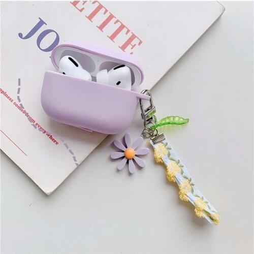 For AirPods Pro Case Luxury Purple Lace Flower Keychain Pendant Air Pods Pro 3 Silicone Earphone Cover Accessories Cover