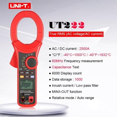 Digital clamp meter UT222;AC DC voltage current meter;Auto range Multimeter;Ohm Frequency tester/Low pass filter/Data storage