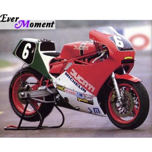Ever Moment DIY Diamond Painting Cross Stitch Red Motorcycle Ducati Embroidery Rhinestones Motor Vehicle Race Craft 5D ASF927