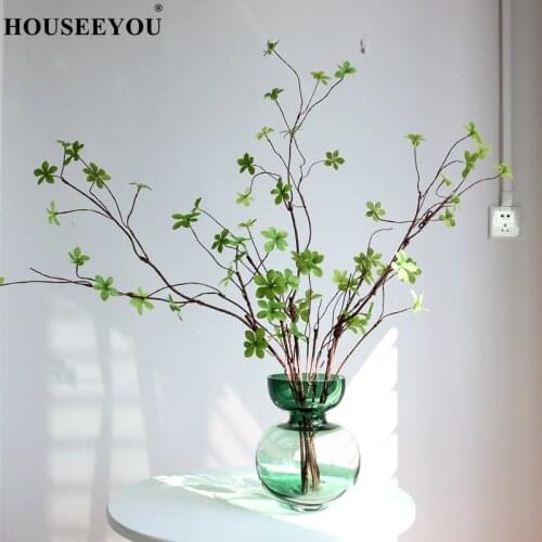 6PCS/Lot 110CM Dead Branches Bell Leaves Simulation Plant Artificial Flowers Wedding Bouquet Home Decor Real Touch Ins Net Red