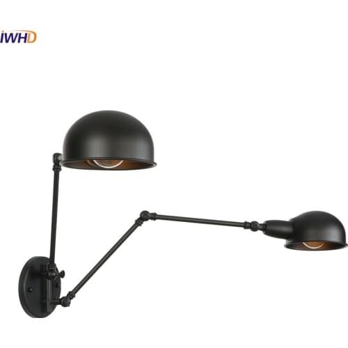 IWHD Iron Adjustable LED Wall Light 20+20cm RH Vintage Nordic Wandlamp Industrial Wall Lights For Home Applique Murale Luminaire