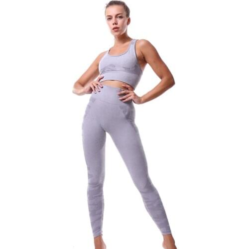 Yoga Sets Women Gym Sports Set Elastic Sports Hight Waist Leggings Sportswear Workout Sets Women Yoga Sets Women Gym Sports Set