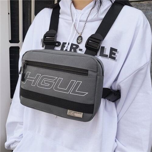 Korean Chest Backpack Lovers Function Tactical Bag Letters Casual Sport Vest Bag Tactical Multi-pocket Chest Bag for Couples