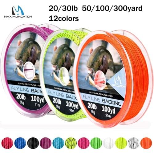 Maximumcatch Backing Fly Line 50/100/300Yards 20/30LB Double Color Backing Line Braided Fly Fishing Line