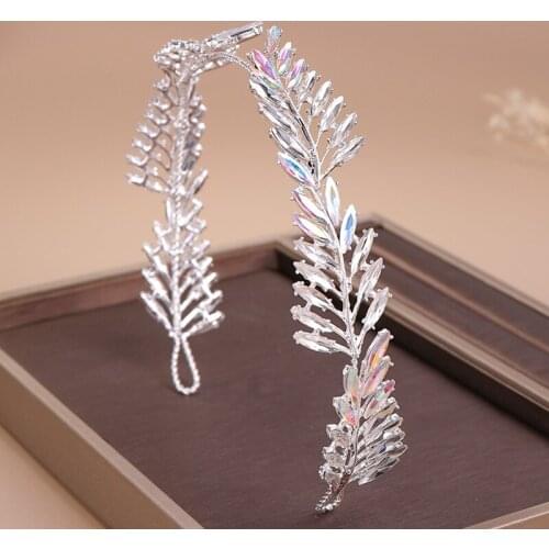 Trendy Silver Color Hair Jewelry Women Crystal Hairband Colorful Headband Bride Wedding Headpiece Hair Accessories Droppshipping