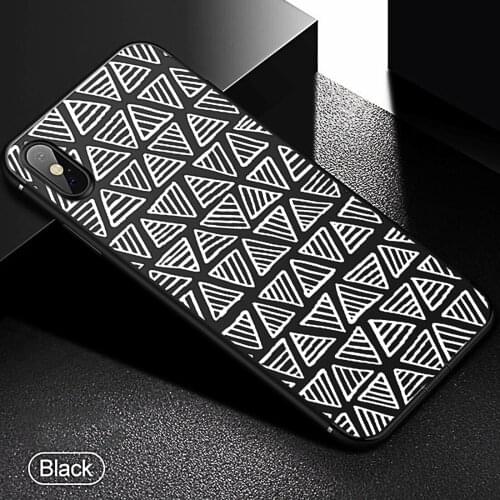 A Monochrome Triangle Pattern phone case Black Soft Cover For iPhone 11 Pro Max 6 7 8plus 5 X XS XR XSMax For Samsung s10 series