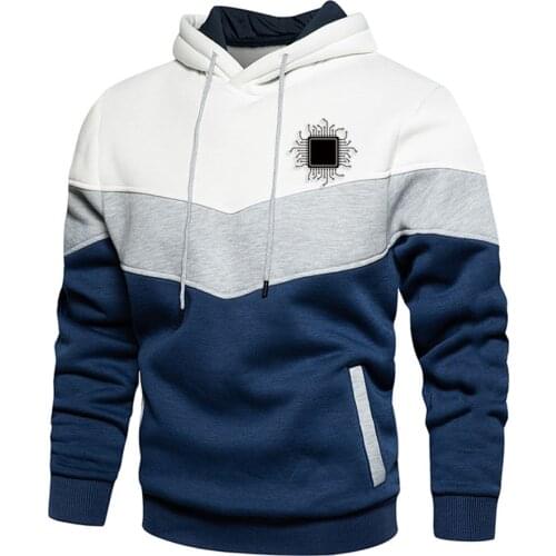 Computer CPU Core Heart Autumn Winter Sportswear Mens Hoodie Three-Color Stitching GEEK Nerd Freak Hacker PC Gamer Sportswear