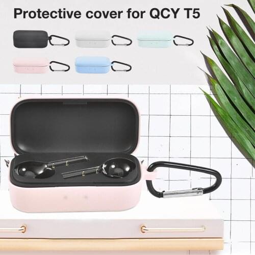 Soft Silicone Protective Case Wireless Bluetooth Earphones Headphone Case Portable Earphone Box Five Colors For QCY T5 Bag