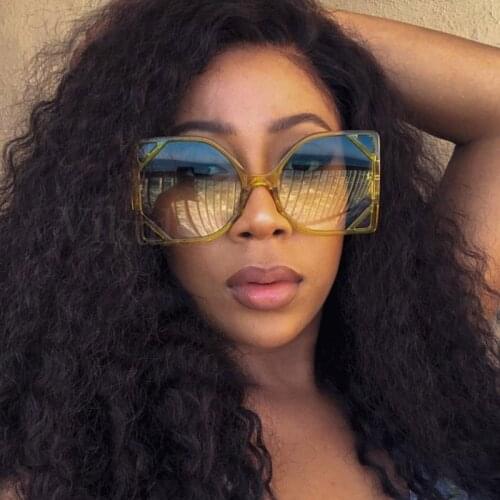 Womens Acrylic Square Sunglasses Green Blue Shades Fashion Vintage Sun Glasses Female Ladies Eyewear Oculos De Sol UV400