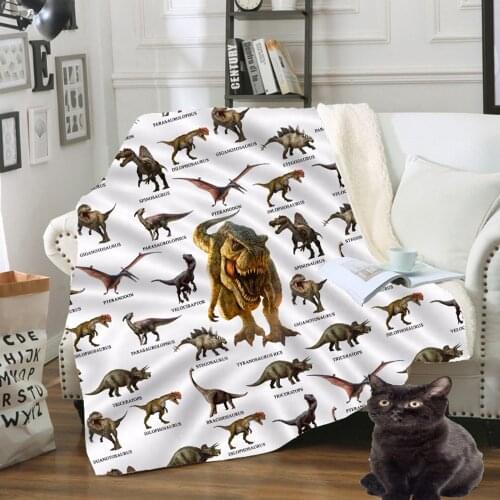 LIASOSO Animal Anime Jurassic Century Dinosaur Blanket Print Bedding Sofa Winter Fashion Office Blanket Travel Portable Blanket