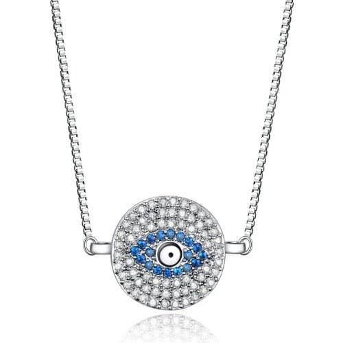 Evil Eye Pendant Necklace,Fashion JewelryCZ Cubic Zirconia Stone Jewelry,Women Charm Chain Necklace Princess Dress Necklace 18"