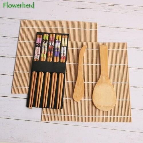 Chopsticks Spoon Sushi Roll Sushi Set Seaweed Rice Covered Bamboo Rice Spoon Bamboo Chopsticks Rice Spatula Four-piece Set