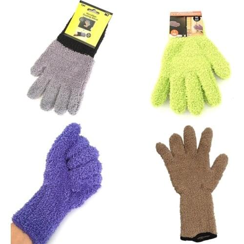 Microfiber Cleaning Gloves Car Auto Detailing Dust Removal Gloves Coral Velvet Knitted Super Soft Car Care Wash Cleaner Gloves