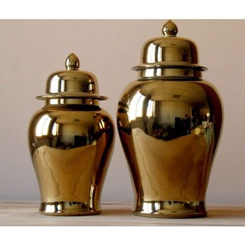Jingdezhen Porcelain Ginger jar Gold Plated Silver Plated Tripe Storage pot Hand Made Living Room ceramic temple jar