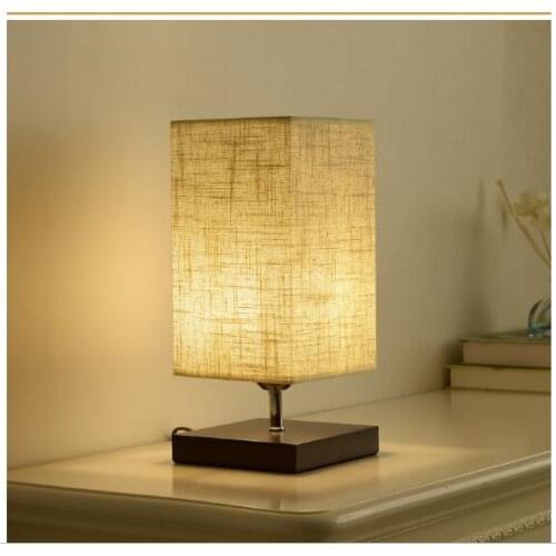 Northern Europe Modern Brief Wood Base Flax Lampshade Night Lights Lamp Bedroom Beside Table Lamps Decoration Desk Lights Lamp