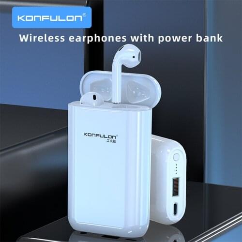 TWS Earphone Sports With Power Bank Wireless Headset Bluetooth5.0 Stereo Earbuds 2 in 1 Powerbank Slim For Xiaomi Huawei iphone