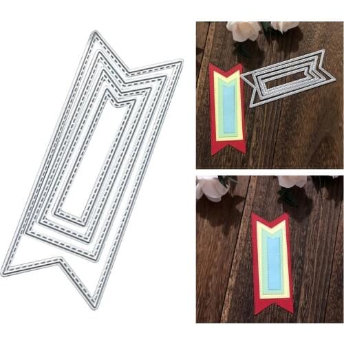 Carbon Steel Dotted Line Flag Cutting Die Embossing Stencil Template Mold DIY Paper Art Craft Scrapbook Bookmark Greeting Card