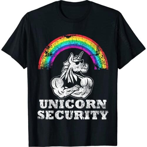 Unicorn Security Magical Funny Costume Outfit T-Shirt Street T Shirt Popular Tops Shirt Cotton Mens Summer
