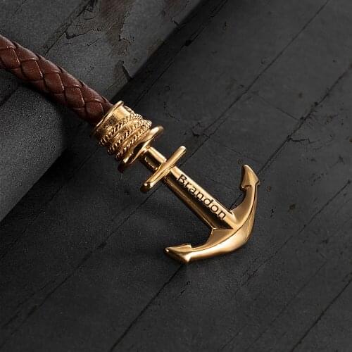 Yonney Dropshipping Personalized Anchor Bracelet Accessories Father Anniversary Gift For Boyfriend Mens Bracelet