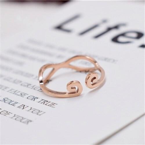 YUN RUO 316L Titanium Steel Jewelry Sun Wukong Golden Hoop Ring Anniversary Weeding Ring Rose Gold Fashion Woman Gift Never Fade