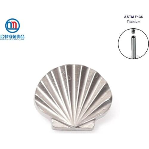 ASTM F136 Titanium Internally Threaded Seashell Labret Ring Body Piercing Jewelry