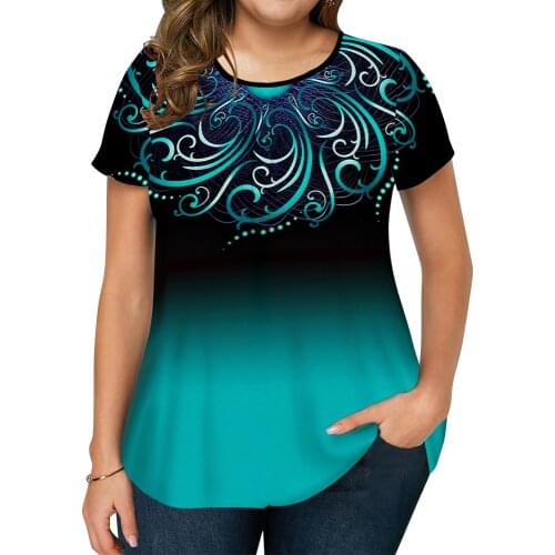 Aurora Print Oversized T Shirt Women Plus Size Short Sleeve Tops Summer y2k T-Shirts Casual Large Size Elegant Pullover Tops D30