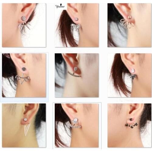 Yiustar Fashion Geometric Crystal Bridal Earrings For Women Ear Jackets Piercing Earing Flower Stud Earrings Boucles Pendientes