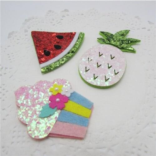 10pcs Ice cream fruit series Padded Patches Appliques For Clothes Sewing Supplies DIY Hair Bow Decoration