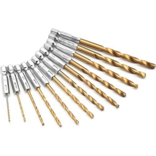 13pcs 1/4 Hex Shank Tungsten Twist Drill Bit HSS Bits Carbide High Speed Steel Titanium Coated Drill Bit Set 1.5-6.5mm 01