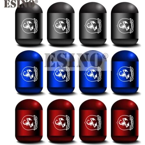 4 x Car Styling Aluminum Alloy Wheel Tire Valve Caps Wheel Tire Valves Tyre Stem Air Caps Airtight Covers for Fiat Abarth