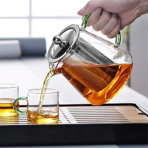 550ml Colorful Heat-resistant High Borosilicate Glass Teapot With Filter Transparent Heatable Tea Pot Strainer Coffee Pot Kettle