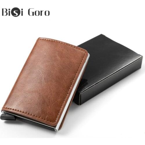 BISI GORO 2020 Top Quality RFID Men Classic Wallets Money Bag Mini Purse Slim Wallet 8 Colors ID Card Holder Wallet Dropshipping