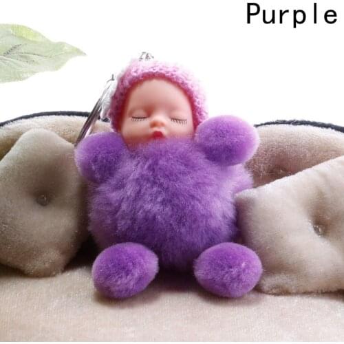 Sleeping Baby Doll Ball Key Chain Car Keyring Holder Bag Pendant Charm Keychain Plush Fur Cute Women Key