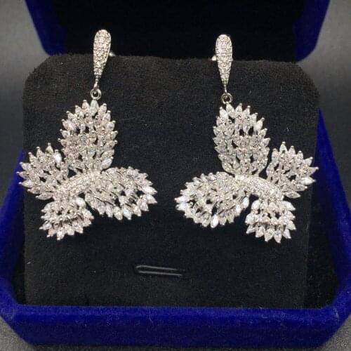Brand New Butterfly Shape Design Luxury AAA Cubic Zirconia Stone Drop Earring For Women Ear Accessories Party Jewelry